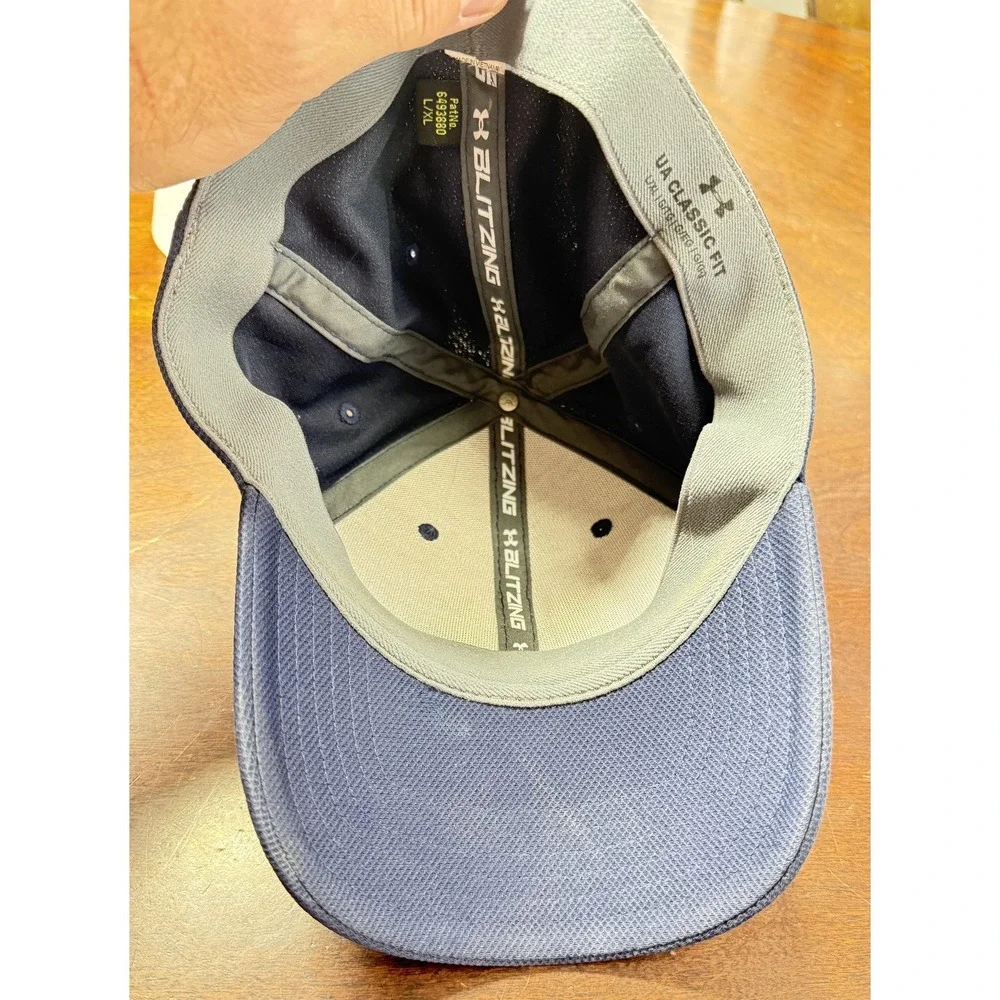 Under Armour Hat Cap Fitted Mens L/XL Blue Blitzing UA Classic Fit‎ Athletic
